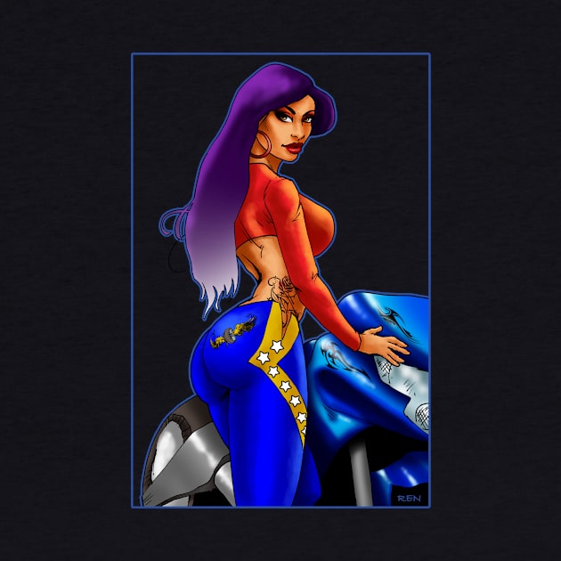 Biker Babe Blue by RenMcKinzie